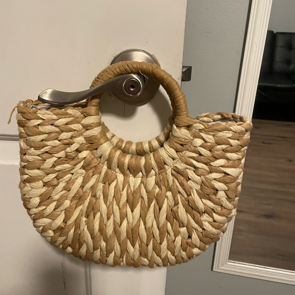 Woven Tan and Cream Handbag